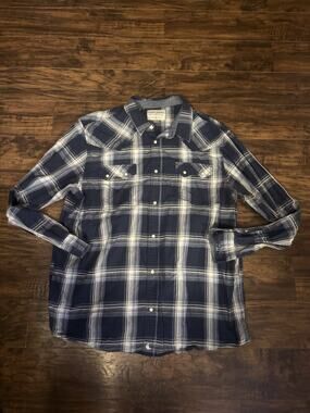 Cody James Pearl Snap Shirt Men's XXL Blue Plaid Cowboy Western Rodeo